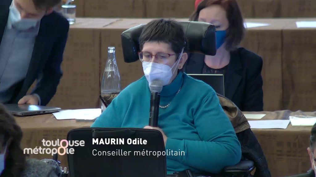 Odile Maurin lors du Conseil de la Métropole de février 2021 lors d'un prise de parole